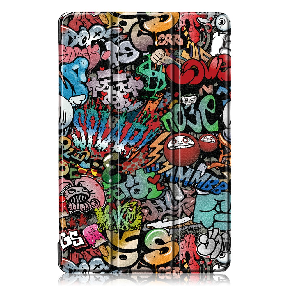 PU Leder Smart Hülle Für Samsung Galaxy Tab S5e SM-T720/SM-T725 Muster Druckdrucken Tri-fold Ständer Tablet Cover - Graffiti -muster