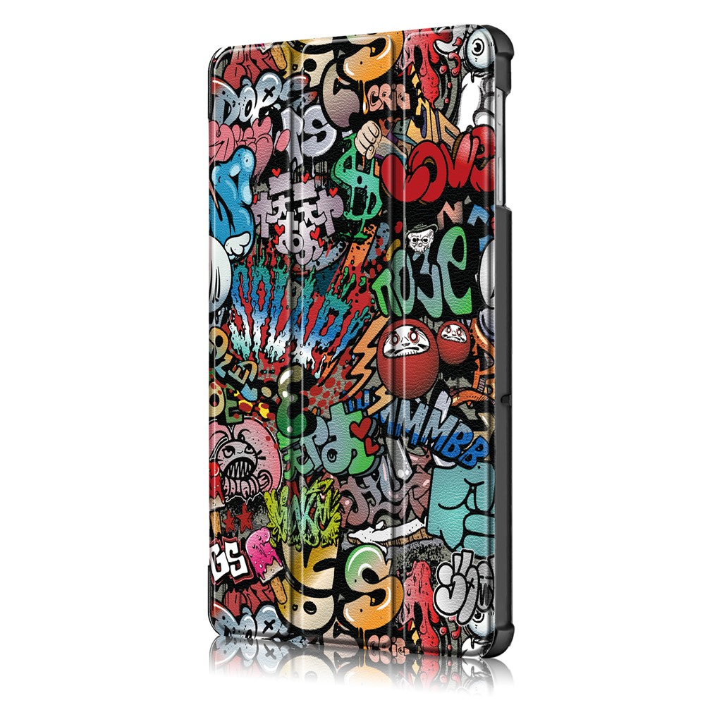 Étui Intelligent en Cuir PU Pour Samsung Galaxy Tab S5e Sm-t720 / Sm-t725 Prégent Impression Tri-fadlad Stand Tablet Cover - Motif de Graffitis