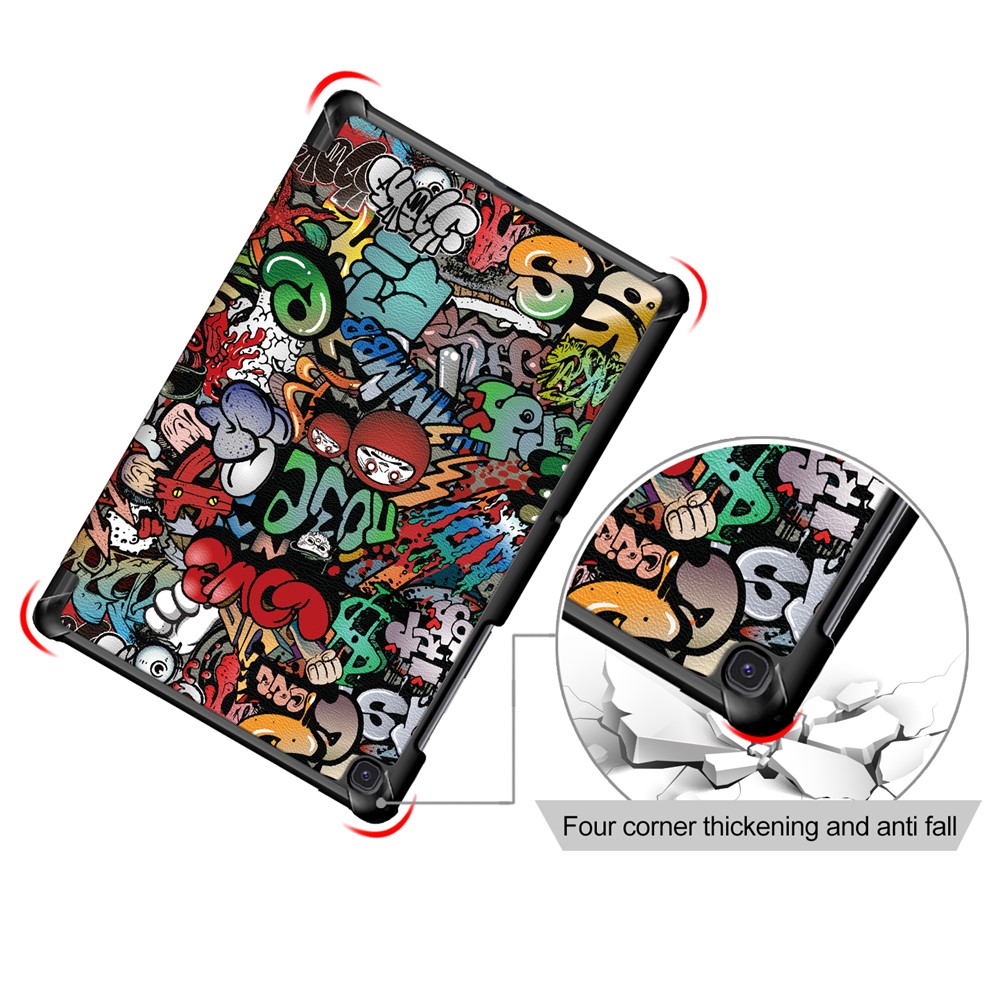 Pattern Printing Tri-fold Stand PU Leather Smart Case for Samsung Galaxy Tab S5e SM-T720/SM-T725 - Graffiti Pattern-5
