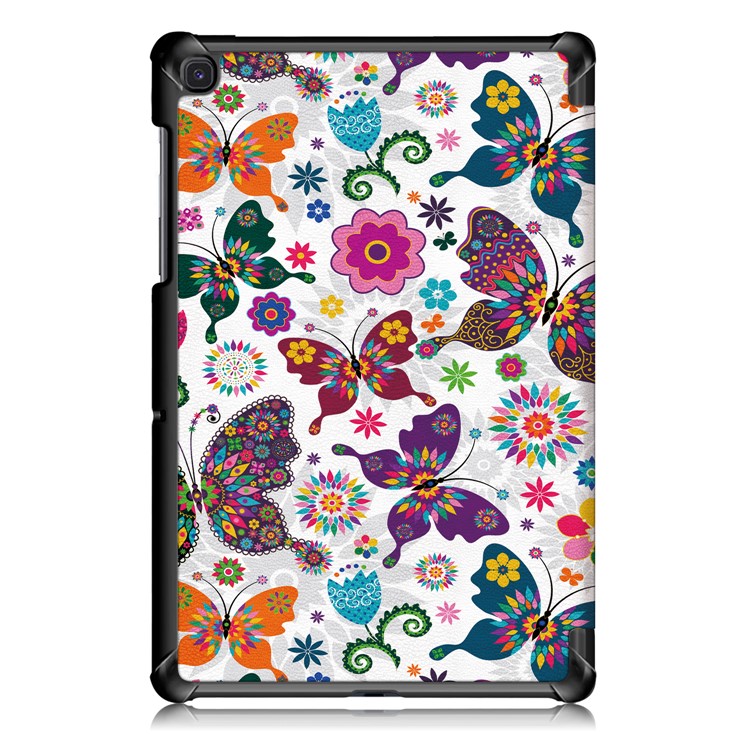 Étui Intelligent en Cuir PU Pour Samsung Galaxy Tab S5e Sm-t720 / Sm-t725 Prégent Impression Tri-fadlad Stand Tablet Cover - Joli Motif de Papillons