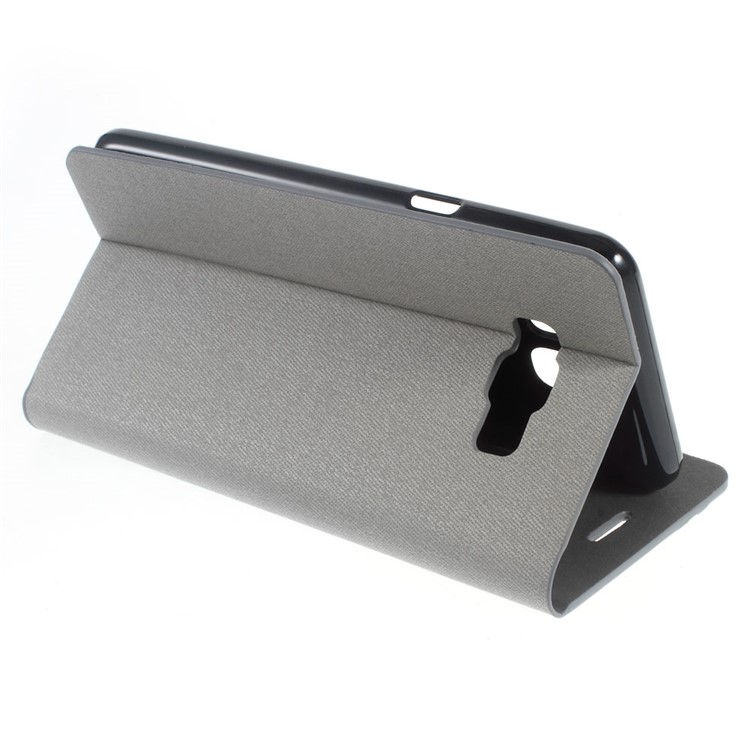 Dual-color Card Holder Leather Phone Case with Stand for Samsung Galaxy J7 (2016) J710 - Grey-3