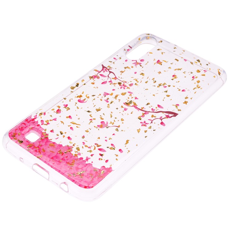 Glitter Sequins Inlaid Patterned TPU Phone Cover for Samsung Galaxy A10 - Falling Flowers-3