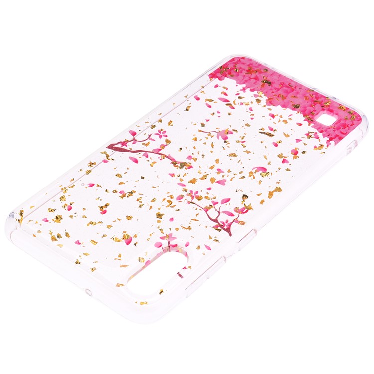 Glitter Sequins Inlaid Patterned TPU Phone Cover for Samsung Galaxy A10 - Falling Flowers-4