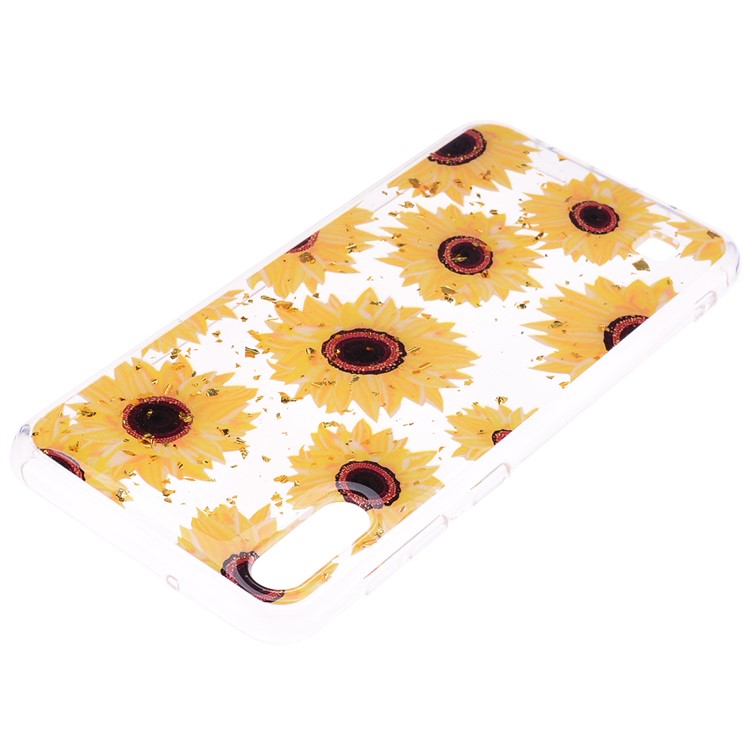 Glitter Sequins Inlaid Patterned TPU Phone Cover for Samsung Galaxy A10 - Sunflowers-4