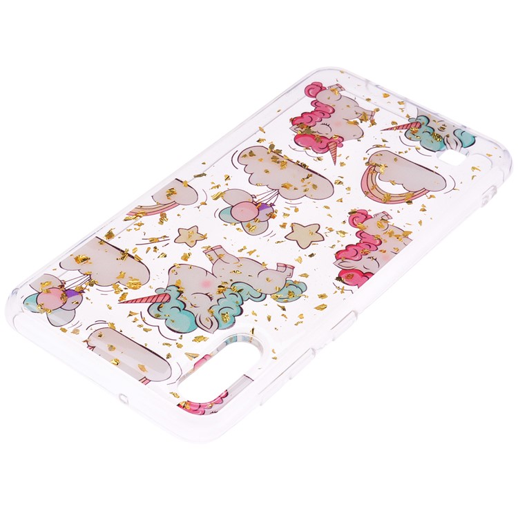 Glitter Sequins Inlaid Patterned TPU Phone Cover for Samsung Galaxy A10 - Unicorns-4