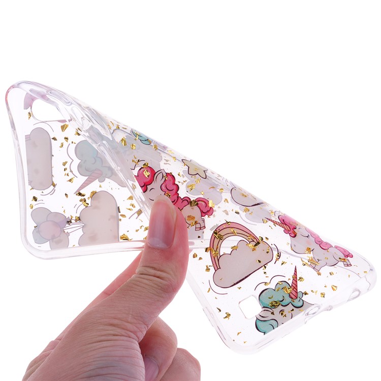 Glitter Sequins Inlaid Patterned TPU Phone Cover for Samsung Galaxy A10 - Unicorns-5