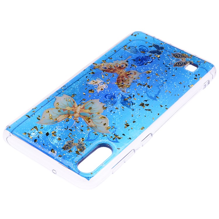 Glitter Sequins Inlaid Patterned TPU Phone Cover for Samsung Galaxy A10 - Butterflies-4