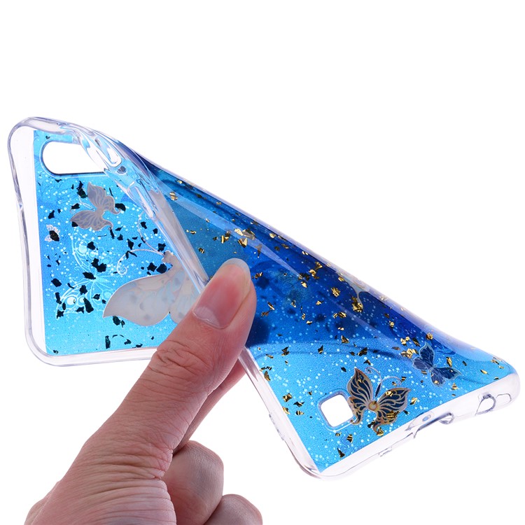 Glitter Sequins Inlaid Patterned TPU Phone Cover for Samsung Galaxy A10 - Butterflies-5