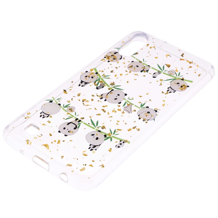 Glitter Sequins Inlaid Patterned TPU Phone Cover for Samsung Galaxy A10 - Pandas-3