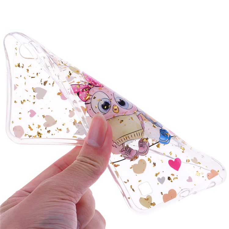 Glitter Sequins Inlaid Patterned TPU Phone Cover for Samsung Galaxy A10 - Owls-5