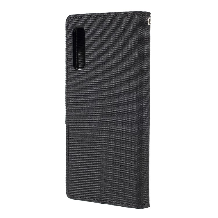 MERCURY GOOSPERY Canvas Diary Leather Wallet Mobile Case for Samsung Galaxy A70 - Black-2