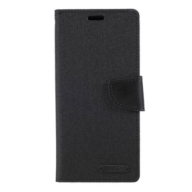 MERCURY GOOSPERY Canvas Diary Leather Wallet Mobile Case for Samsung Galaxy A70 - Black-3