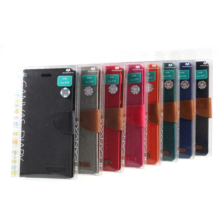 MERCURY GOOSPERY Canvas Diary Leather Wallet Phone Cover for Samsung Galaxy A10 - Black-10