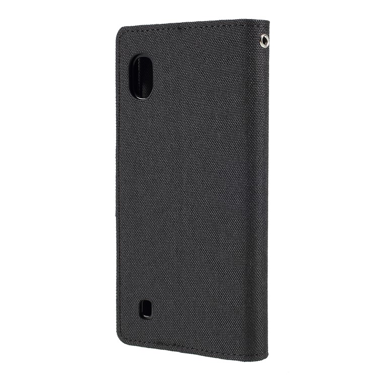 MERCURY GOOSPERY Canvas Diary Leather Wallet Phone Cover for Samsung Galaxy A10 - Black-2