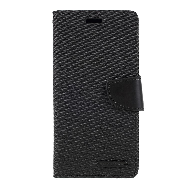 MERCURY GOOSPERY Canvas Diary Leather Wallet Phone Cover for Samsung Galaxy A10 - Black-3