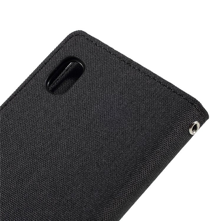 MERCURY GOOSPERY Canvas Diary Leather Wallet Phone Cover for Samsung Galaxy A10 - Black-5