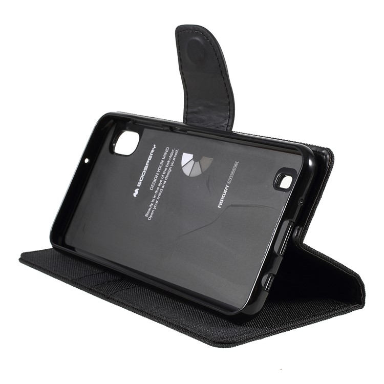 MERCURY GOOSPERY Canvas Diary Leather Wallet Phone Cover for Samsung Galaxy A10 - Black-7