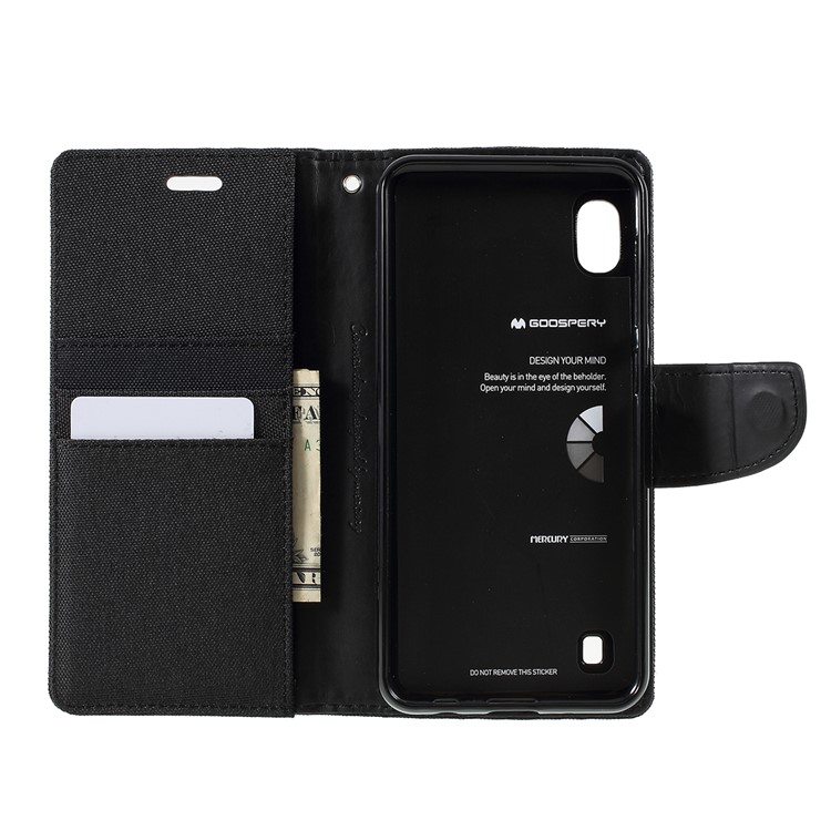 MERCURY GOOSPERY Canvas Diary Leather Wallet Phone Cover for Samsung Galaxy A10 - Black-9