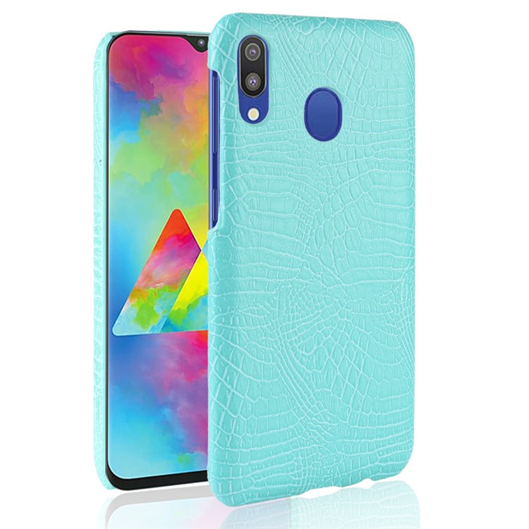 Crocodile Texture PU Leather Coated PC Hard Cover for Samsung Galaxy A20e - Cyan-1