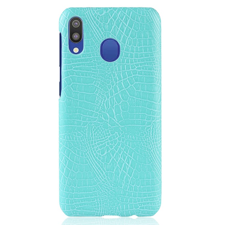 Crocodile Texture PU Leather Coated PC Hard Cover for Samsung Galaxy A20e - Cyan-3