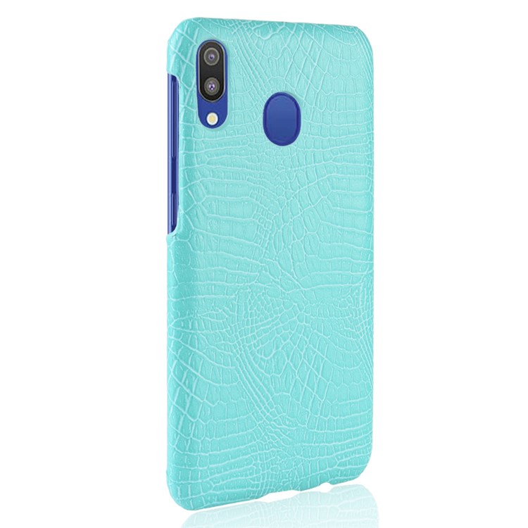 Crocodile Texture PU Leather Coated PC Hard Cover for Samsung Galaxy A20e - Cyan-4