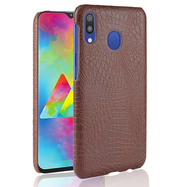 Crocodile Texture PU Leather Coated PC Hard Cover for Samsung Galaxy A20e - Brown-1