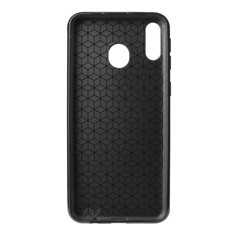 Carbon Fiber Texture Soft TPU Mobile Phone Cover for Samsung Galaxy M20 - Black-3