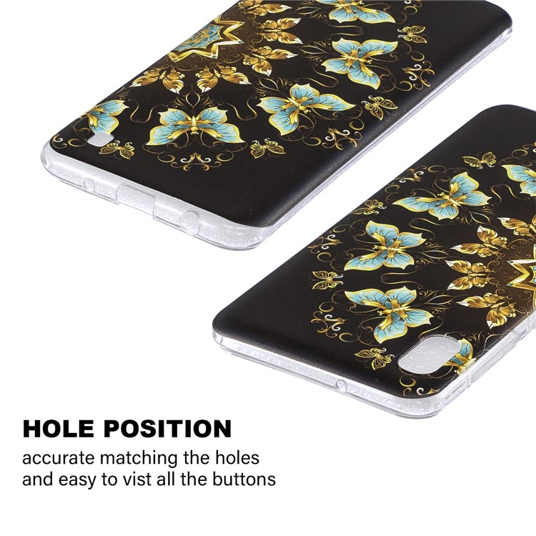 Cartoon Pattern Printing Soft TPU Cell Phone Case for Samsung Galaxy A10 - Black Butterfly-2