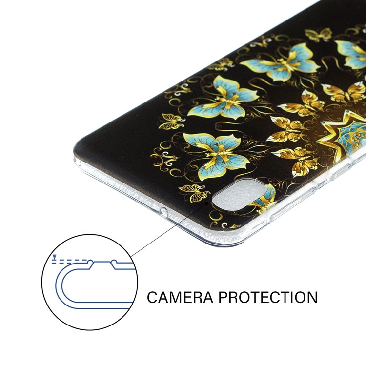 Cartoon Pattern Printing Soft TPU Cell Phone Case for Samsung Galaxy A10 - Black Butterfly-3