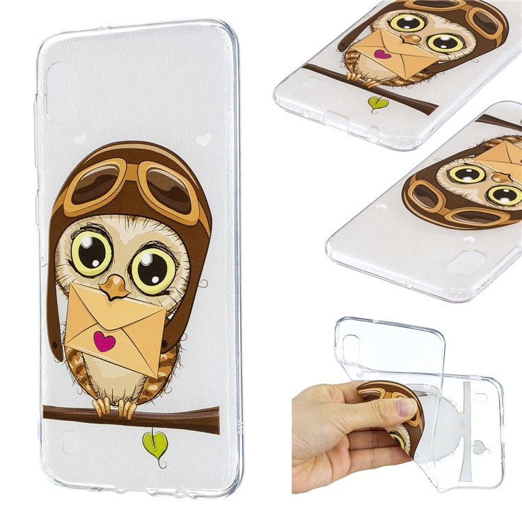 Cartoon Pattern Printing Soft TPU Cell Phone Case for Samsung Galaxy A10 - Owl-1