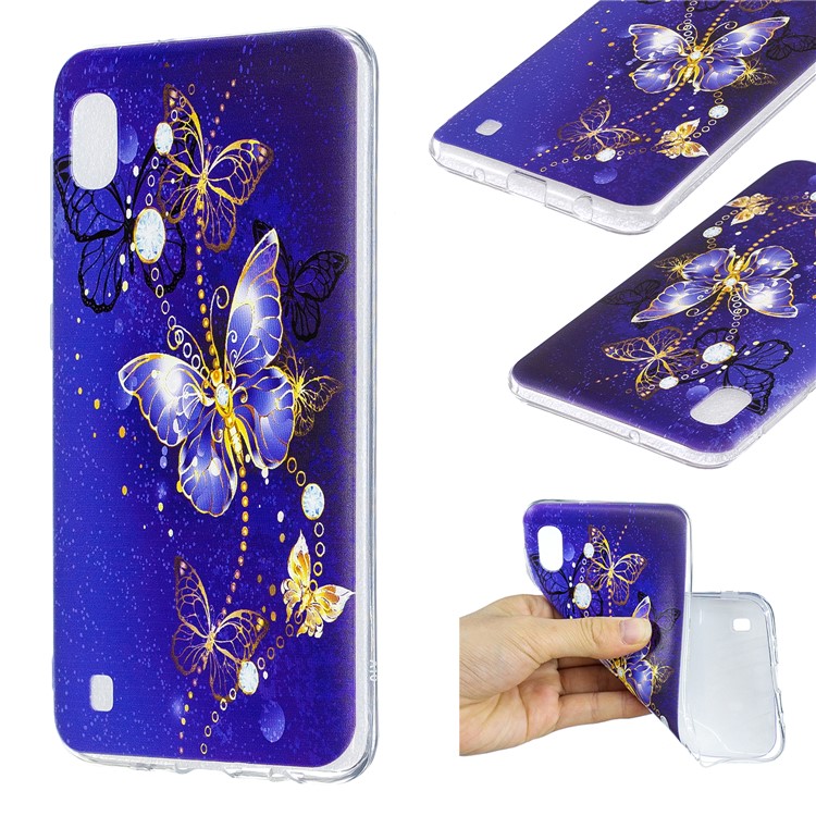 Teste Padrão Dos Desenhos Animados Que Imprime O Caso Macio Do Telemóvel De TPU Para A Galáxia A10 De Samsung - Borboleta Azul-1