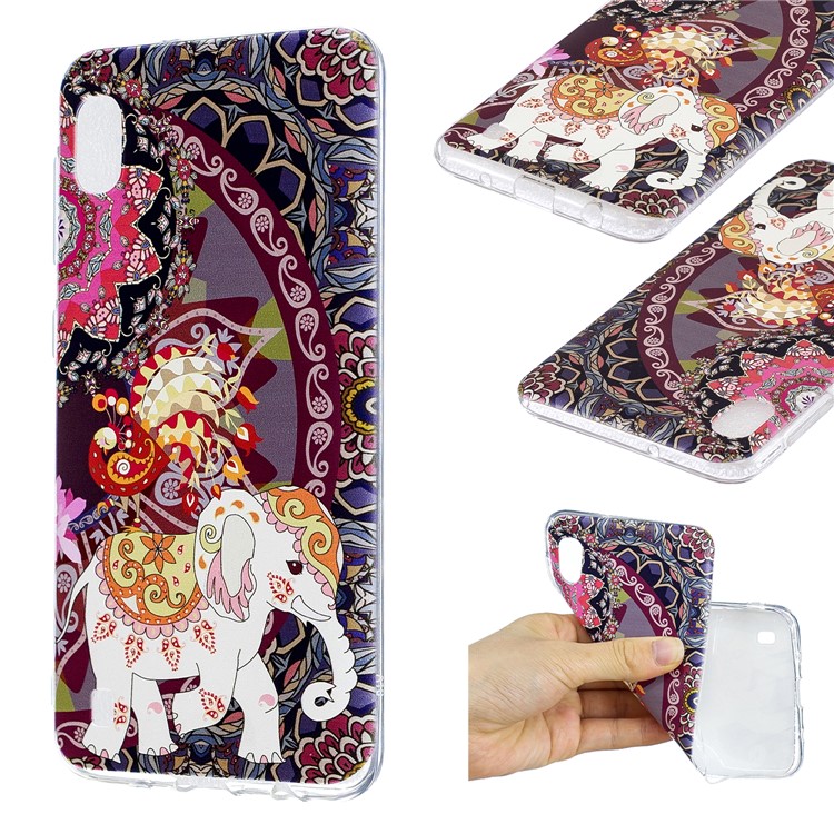 Teste Padrão Dos Desenhos Animados Que Imprime O Caso Macio Do Telemóvel De TPU Para A Galáxia A10 De Samsung - Elefante Floral-1