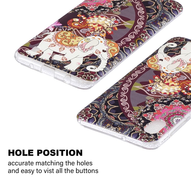 Teste Padrão Dos Desenhos Animados Que Imprime O Caso Macio Do Telemóvel De TPU Para A Galáxia A10 De Samsung - Elefante Floral-2