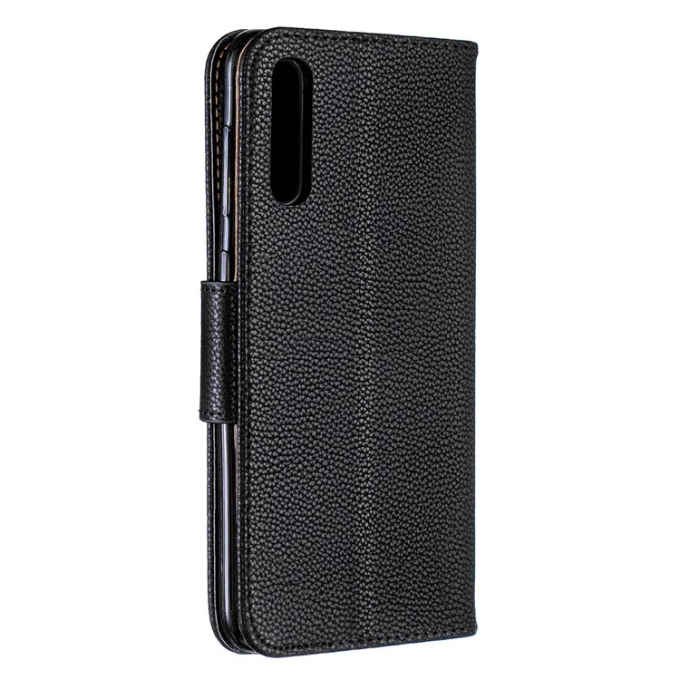 Litchi-Haut PU-Lederständer-Mappenkasten Für Samsung-Galaxie A50 - Schwarz-3