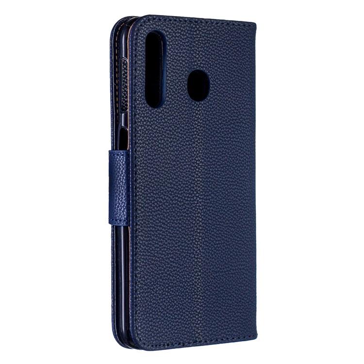 Litchi Skin PU Leather Stand Wallet Case for Samsung Galaxy M30 / A40s - Blue-3