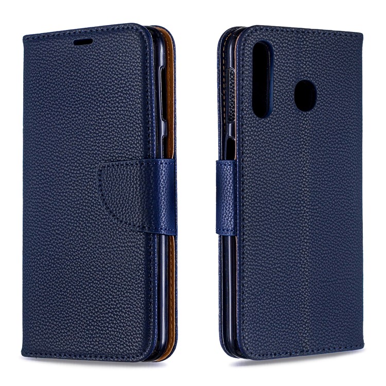 Litchi Skin PU Leather Stand Wallet Case for Samsung Galaxy M30 / A40s - Blue-4