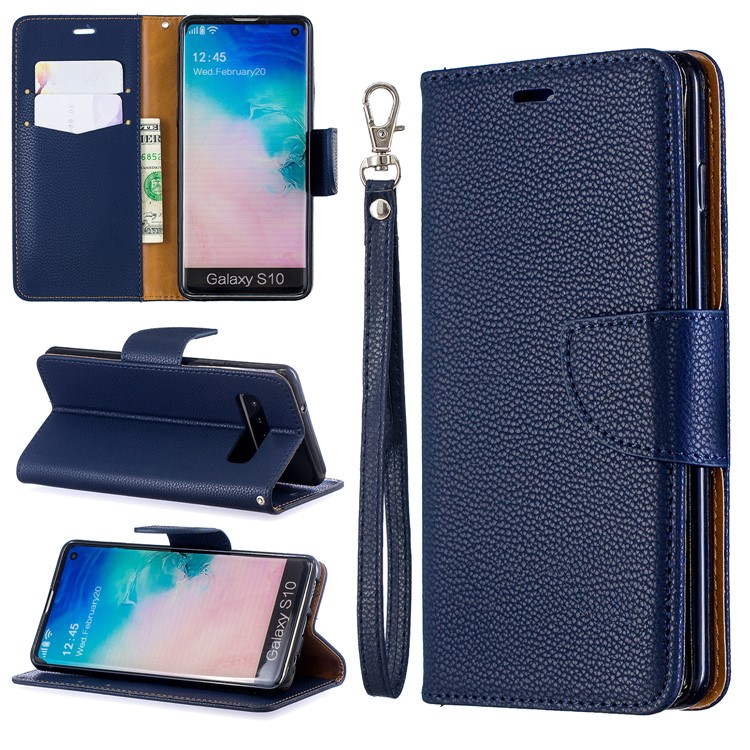 

Кожаный Чехол Для Кожи Личи Для Samsung Galaxy S10 - Синий, Galaxy S10