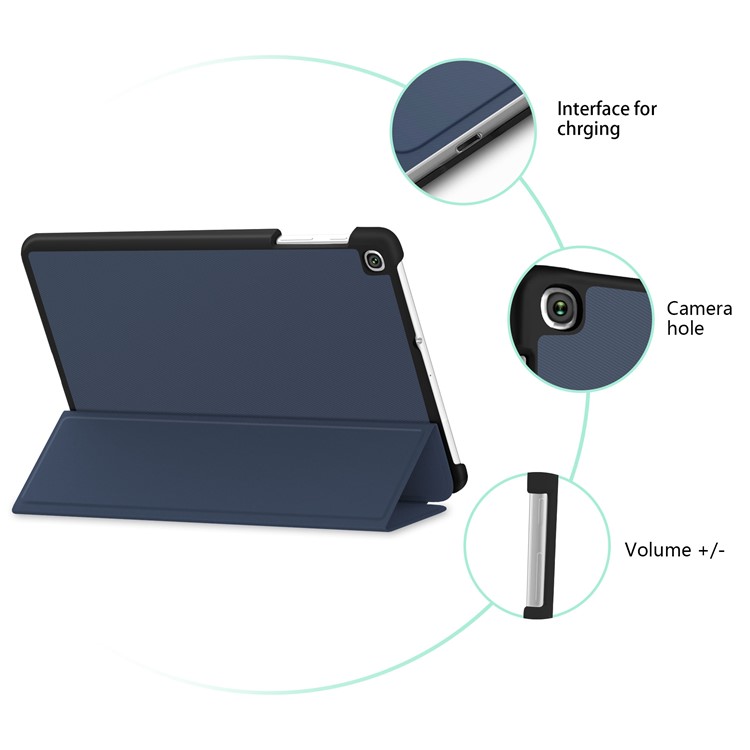 Tri-fold Leather Stand Case for Samsung Galaxy TAB A 10.1 (2019) SM-T510/SM-T515 - Blue-5