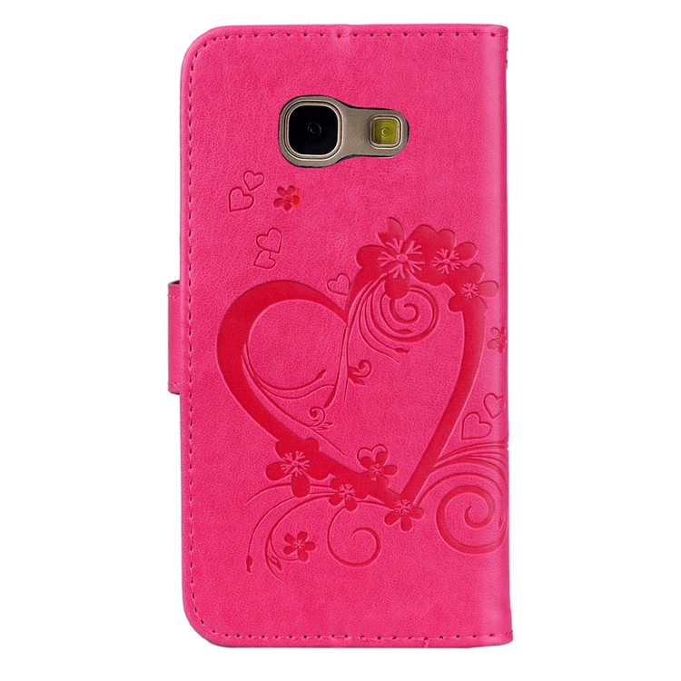 Imprint Heart Flower Wallet Leather Stand Case for Samsung Galaxy J4 Plus - Rose-3