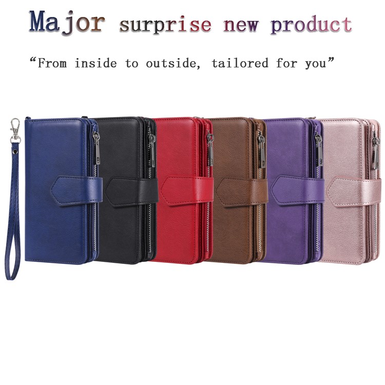 Detachable 2-in-1 TPU + Zipper Wallet Leather Flip Casing for Samsung Galaxy S10 - Black-13