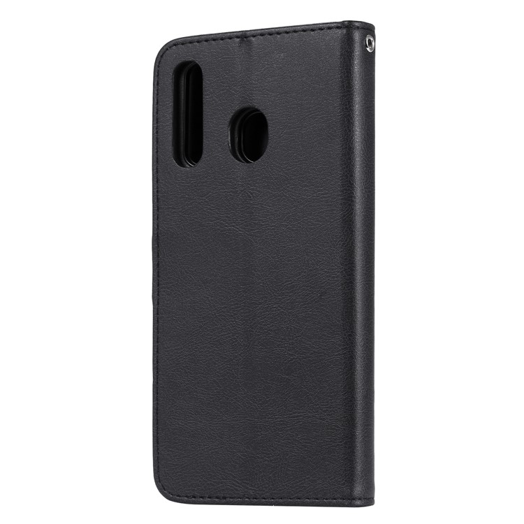 Magnetic KT Leather Series-3 Retalla de Cuero de Billetera 2 en 1 Desmontable Para Samsung Galaxy A50 / A30 / A20 - Negro