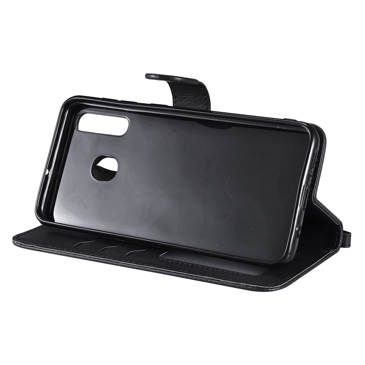 Magnétique KT Leath Series-3 Détachable Case de Support en Cuir de Portefeuille 2-en-1 Pour Samsung Galaxy A50 / A30 / A20 - le Noir