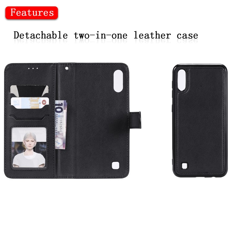 Magnetic Detachable 2-in-1 Wallet Leather Stand Case for Samsung Galaxy M10 - Black-4