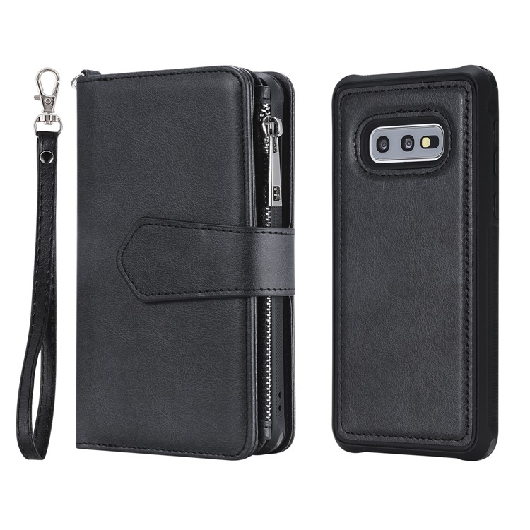 Detachable 2-in-1 TPU + Zipper Wallet Leather Flip Casing for Samsung Galaxy S10e - Black-3