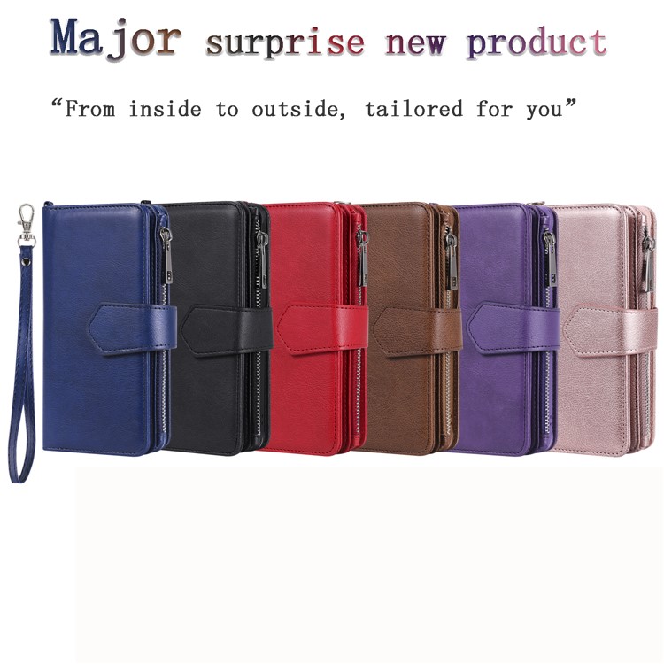 Detachable 2-in-1 TPU + Zipper Wallet Leather Mobile Cover for Samsung Galaxy S10 Plus - Black-12