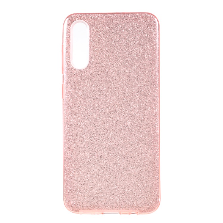 3-in-1 Glittery Powder Paper TPU + PC Mobile Casing for Samsung Galaxy A70 - Rose Gold-2