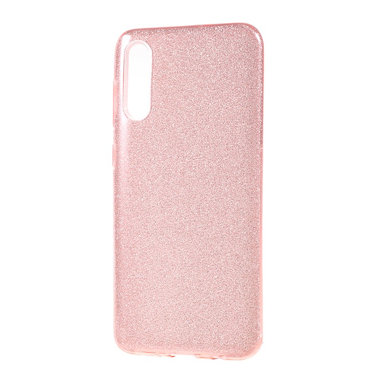 3-in-1 Glittery Powder Paper TPU + PC Mobile Casing for Samsung Galaxy A70 - Rose Gold-3