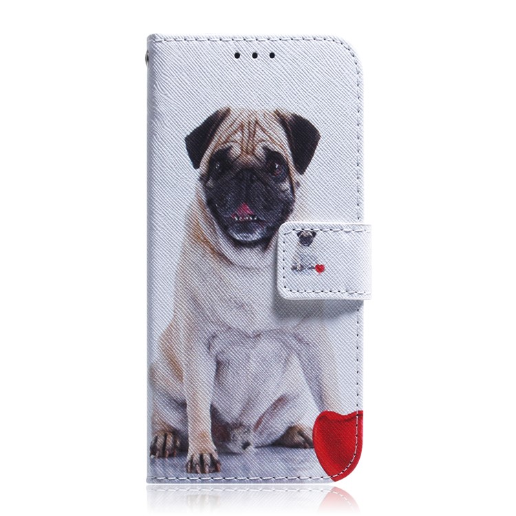 Étui à Portefeuille en Cuir à Motifs Pour Samsung Galaxy A40 - Chien et Cœur-2