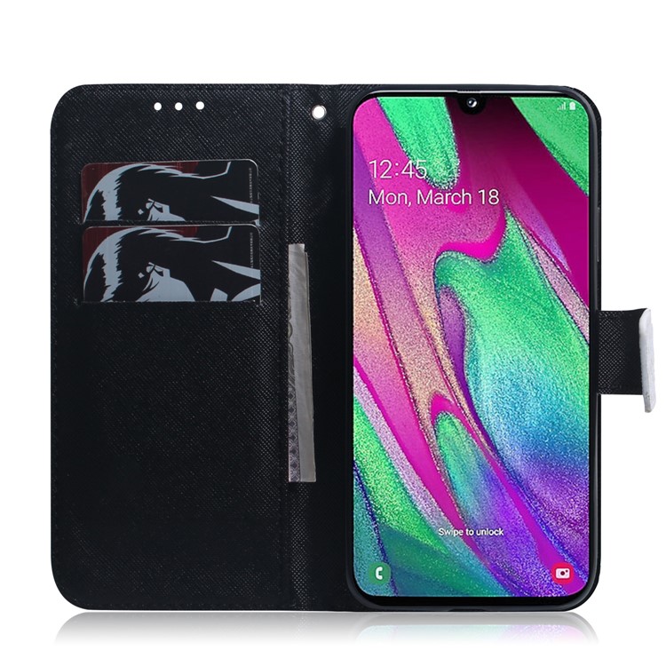 Custodia di Portafoglio in Pelle Modellata Per Samsung Galaxy A40 - Panda-8