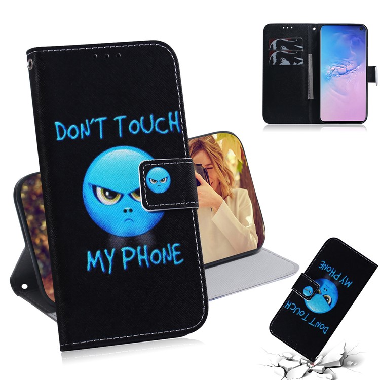 

Pattern Printing Leather Wallet Stand Case for Samsung Galaxy S10 - Angry Face, Galaxy S10